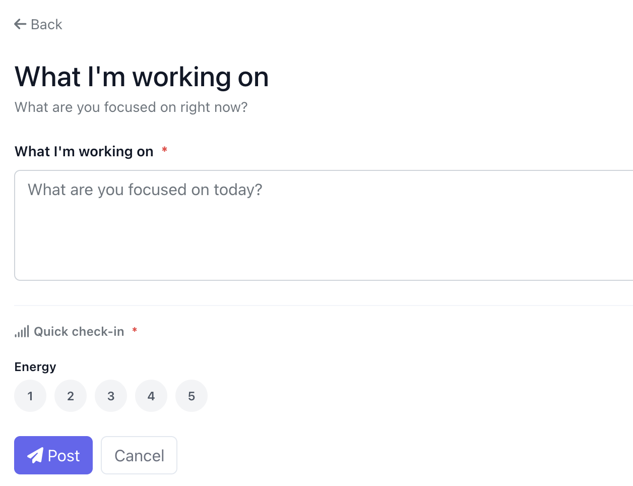 sparQ update form with energy check-in